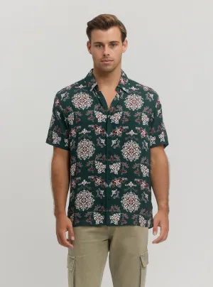 Eco Green Floral Paisley Short Sleeve Shirt Guess