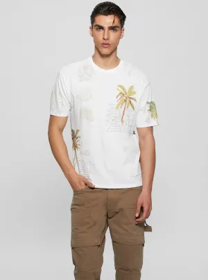 Eco White Palm Collage T-Shirt Guess