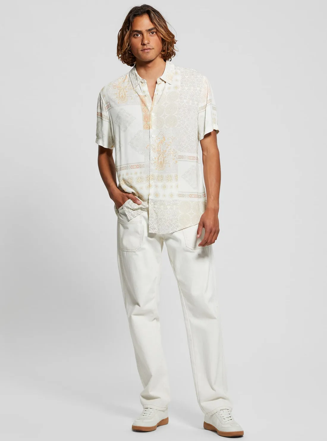 Eco White Patchwork Shirt Guess