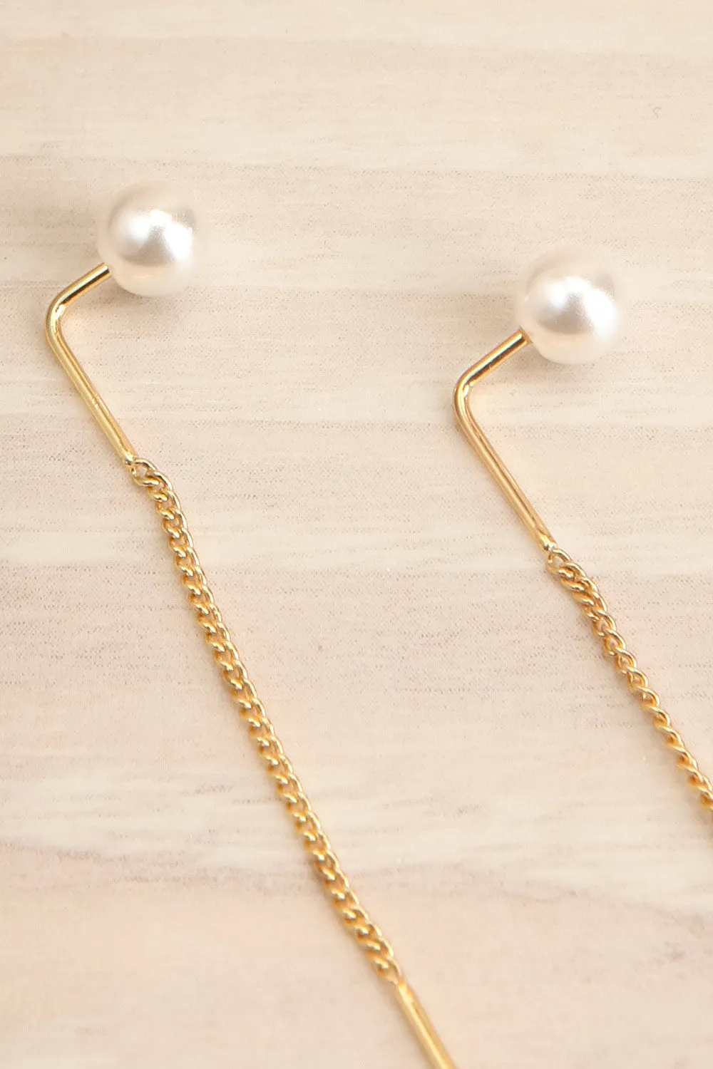 Elba Gold | Thread Through Earrings w/ Pearl