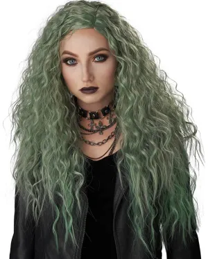 Enchanted Waves Long Curly Green Wig