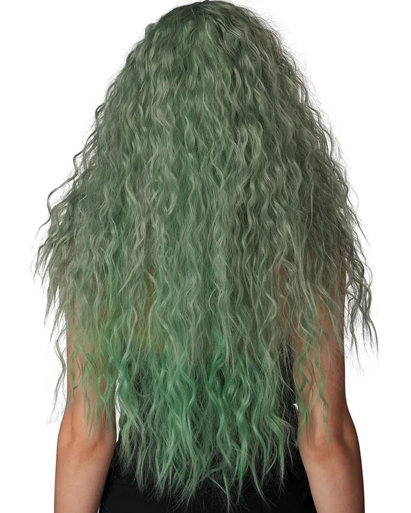 Enchanted Waves Long Curly Green Wig