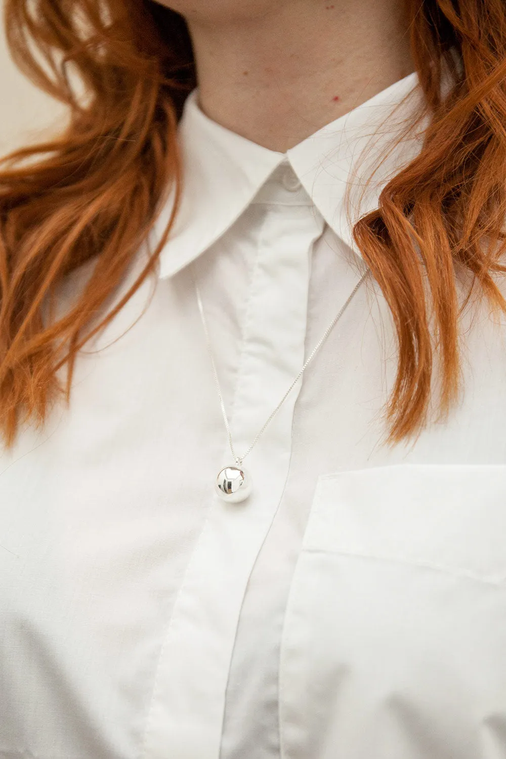Ernae Silver | Adjustable Necklace w/ Ball Pendant