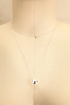 Ernae Silver | Adjustable Necklace w/ Ball Pendant