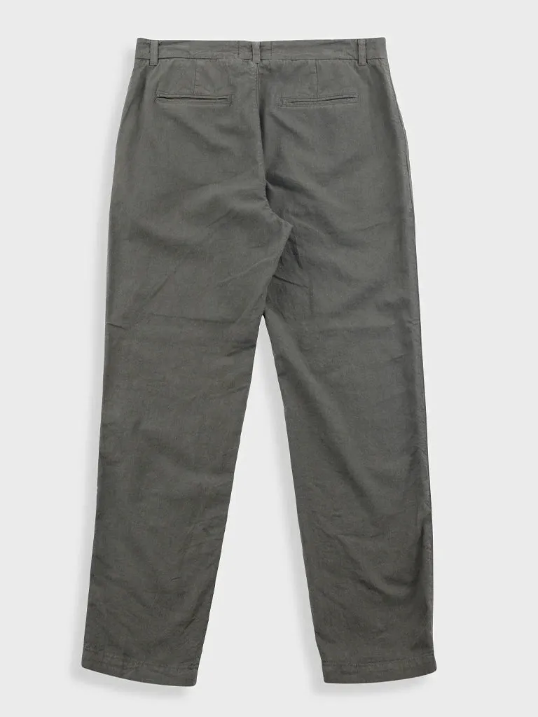 Folk Cotton Linen Trouser Fixed in Dark Sage
