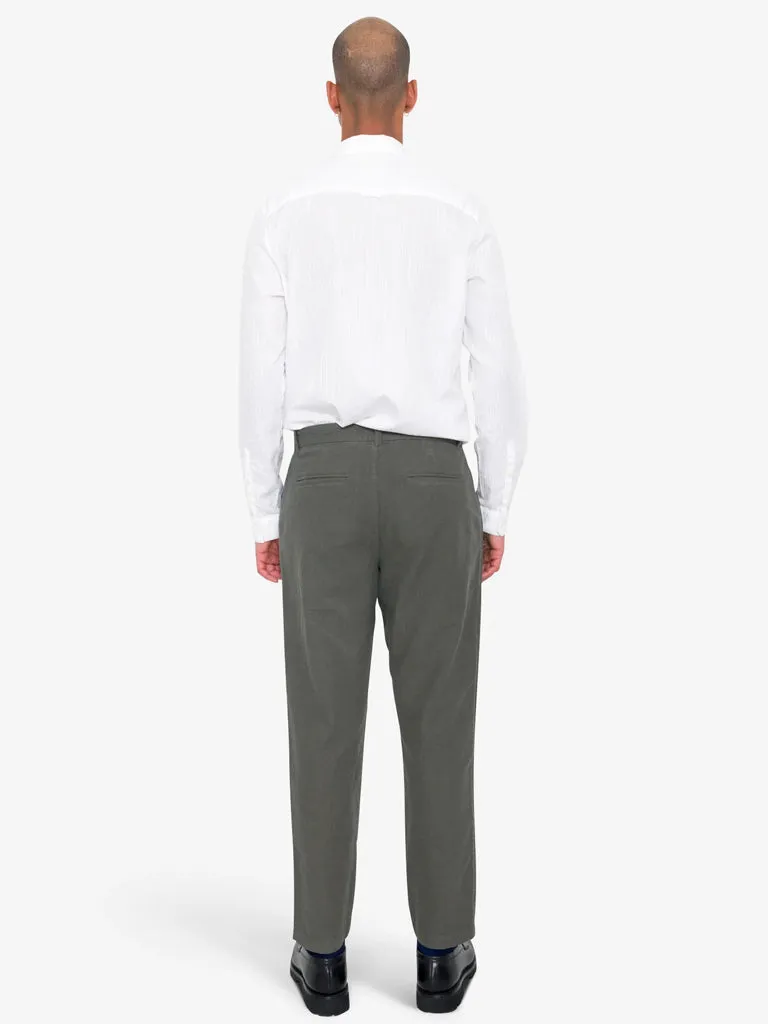 Folk Cotton Linen Trouser Fixed in Dark Sage