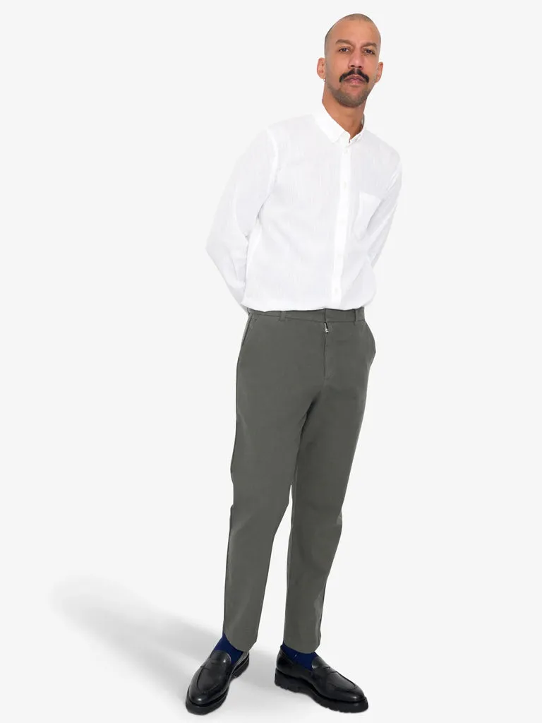 Folk Cotton Linen Trouser Fixed in Dark Sage
