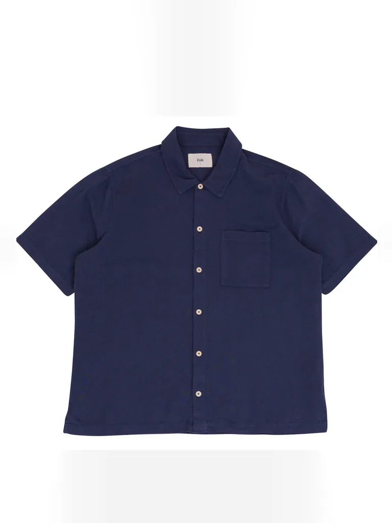 Folk Gabe Shirt in Soft Navy