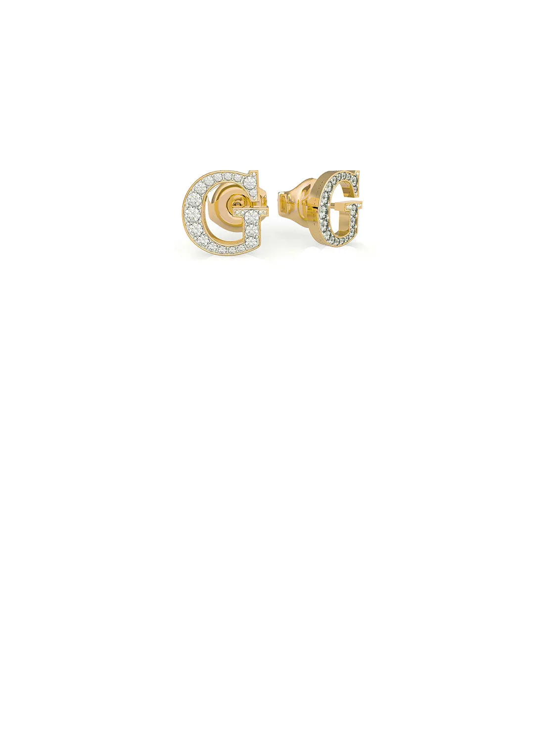 Gold Party Pave Logo Stud Earrings Guess