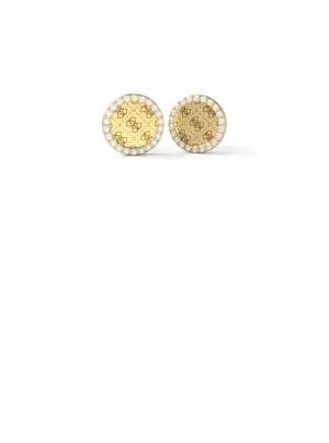 Gold Quatto G Logo Stud Earrings Guess
