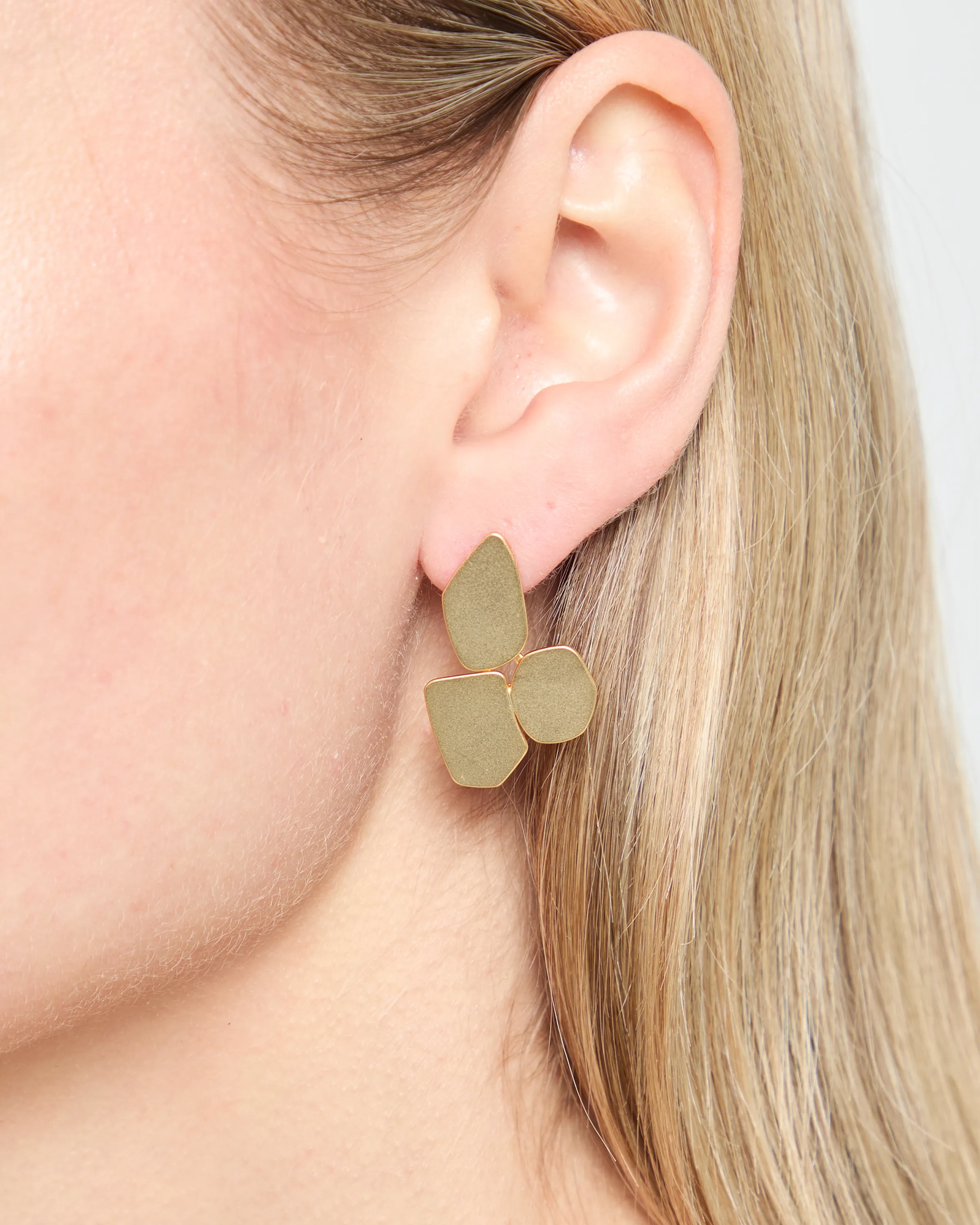 Gold Tile Dangle Earrings