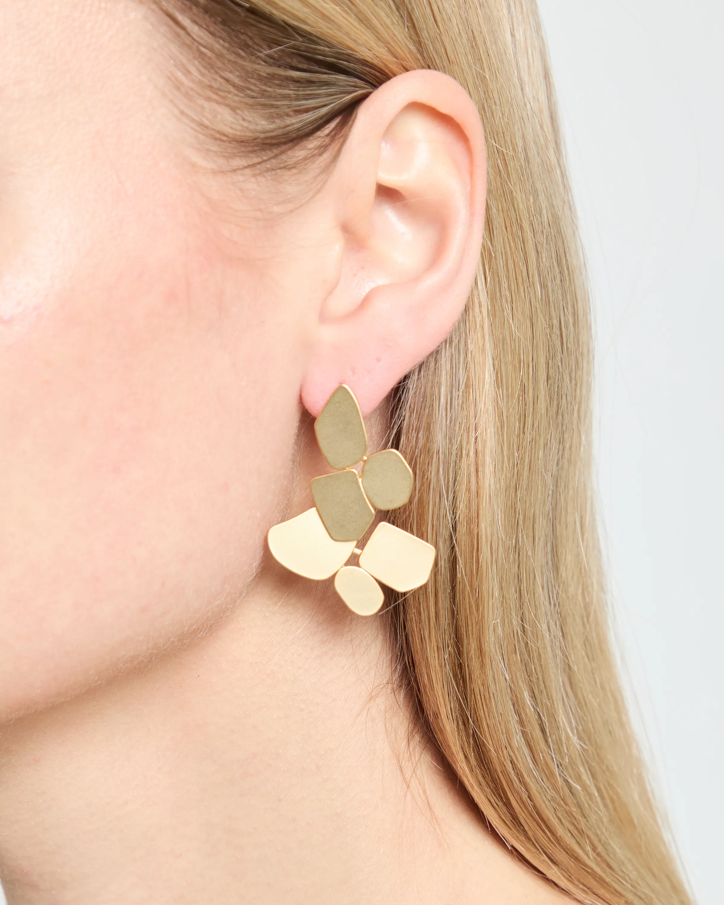 Gold Tile Dangle Earrings