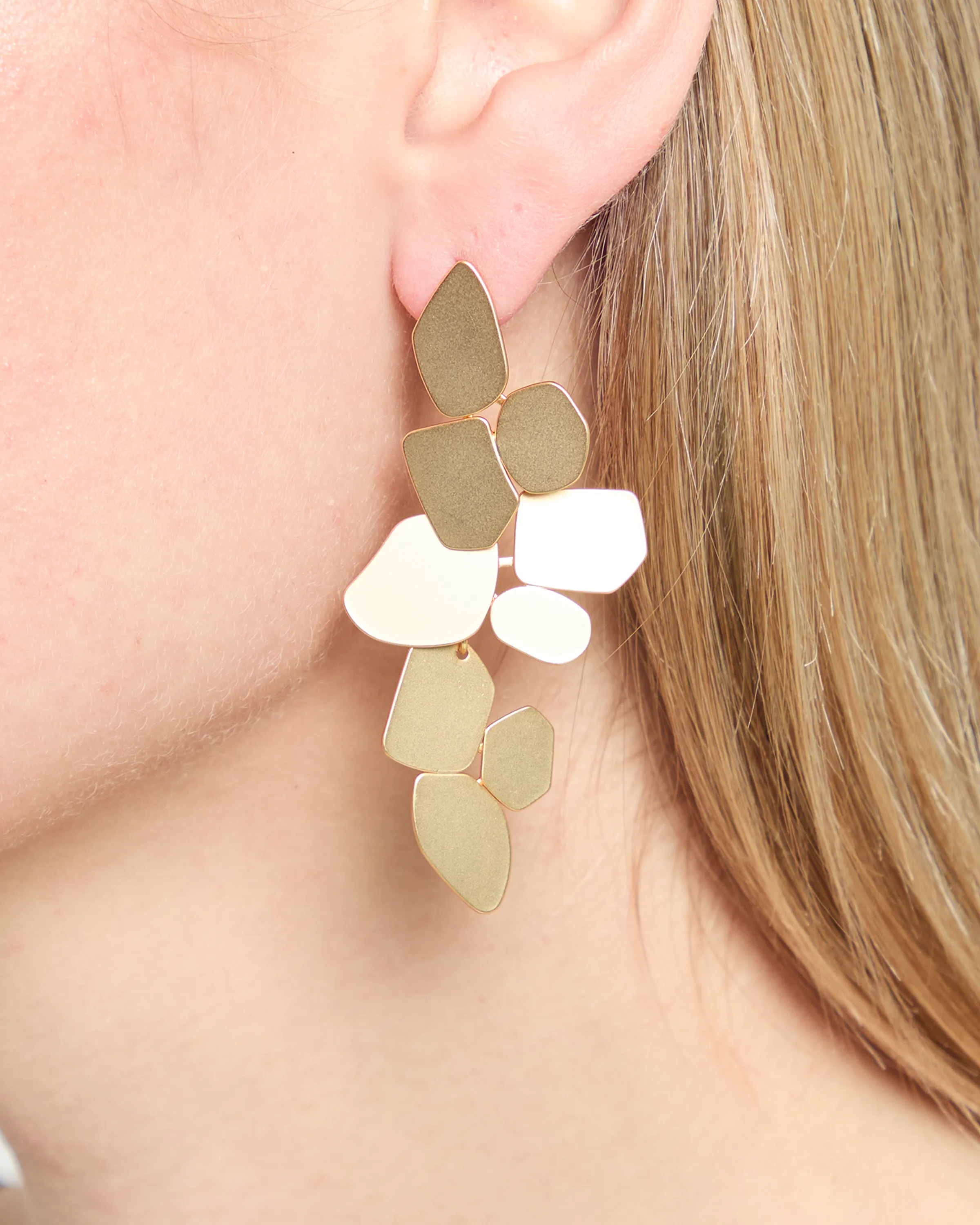 Gold Tile Dangle Earrings