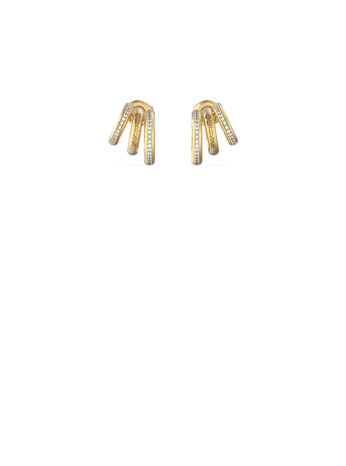 Gold Triple Mini Hoop Stud Earrings Guess