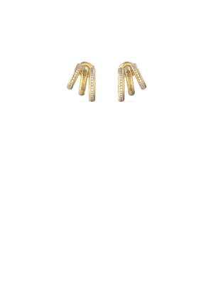 Gold Triple Mini Hoop Stud Earrings Guess