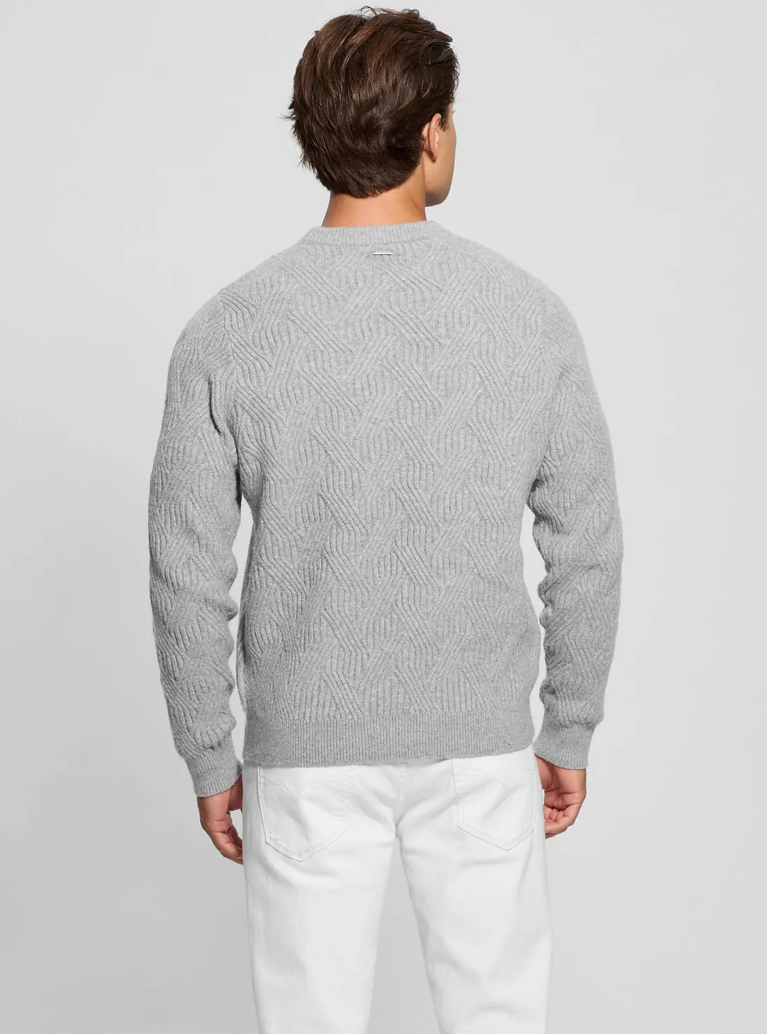 Grey Lattice Wesley Knit Jumper Guess