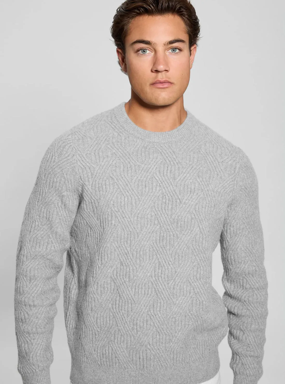 Grey Lattice Wesley Knit Jumper Guess