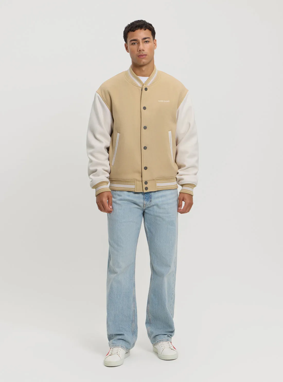 GUESS Jeans Beige Bomber Jacket Guess
