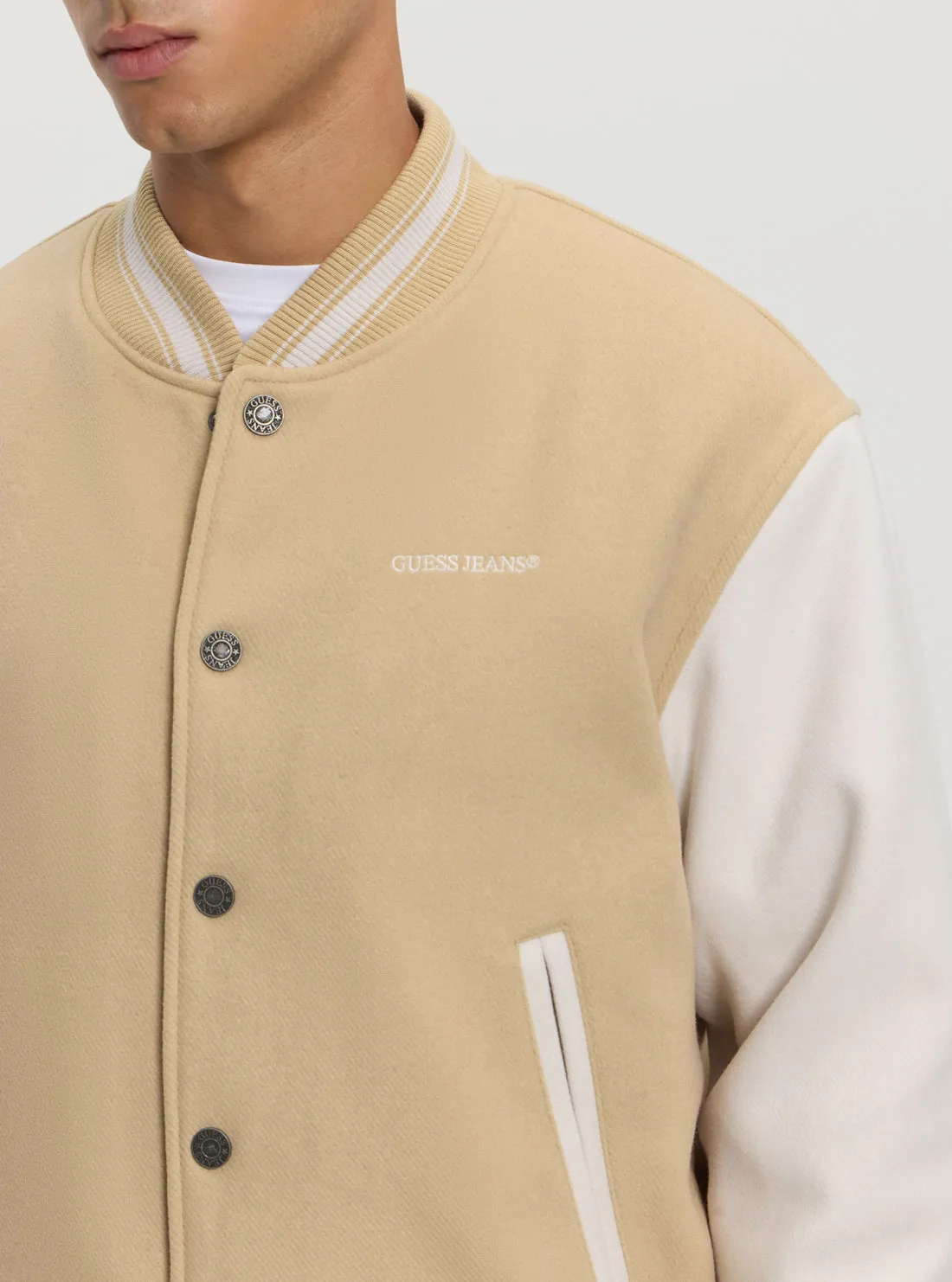 GUESS Jeans Beige Bomber Jacket Guess