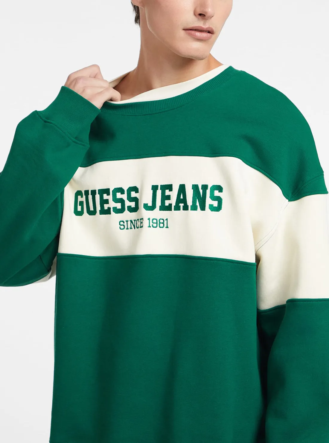 Guess Jeans Green Logo Jumper Guess