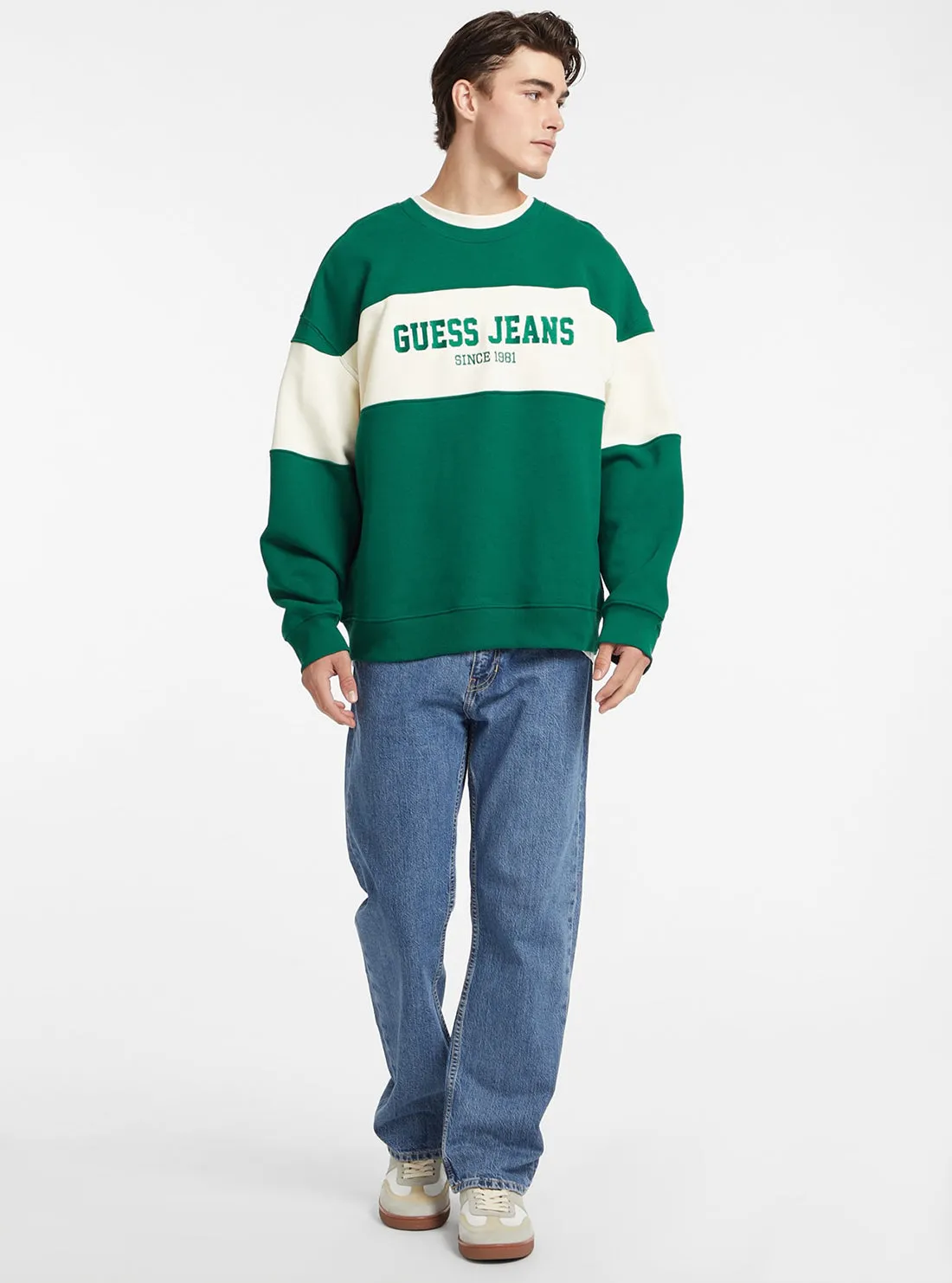 Guess Jeans Green Logo Jumper Guess