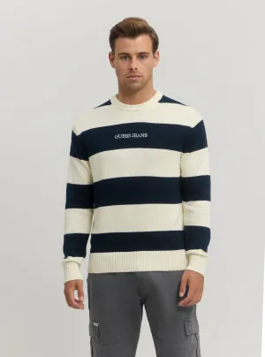 Guess Jeans Navy Striped Knit Jumper Guess