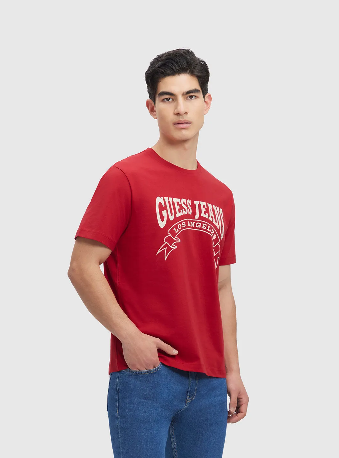 Guess Jeans Red Banner T-Shirt Guess