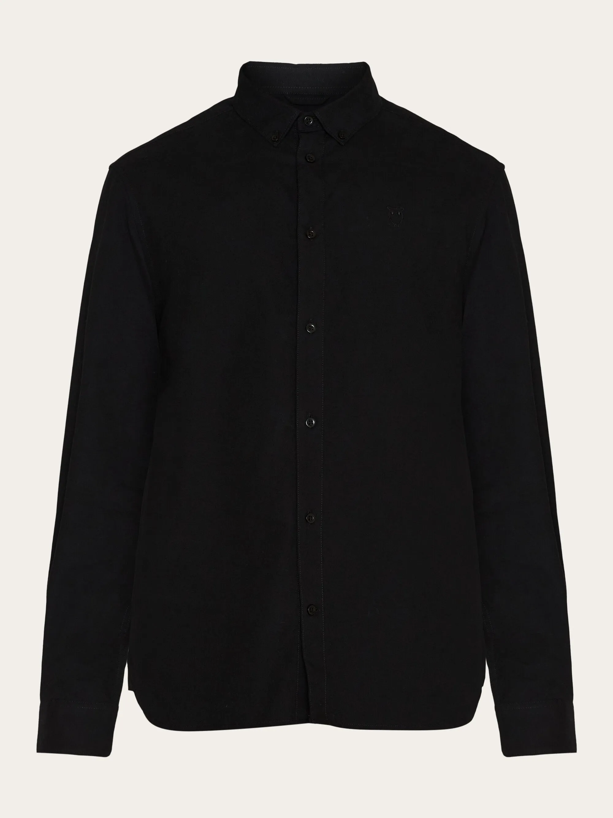 Harald Small Owl Oxford Regular Fit Shirt - GOTS/Vegan - Black Jet Knowledge Cotton