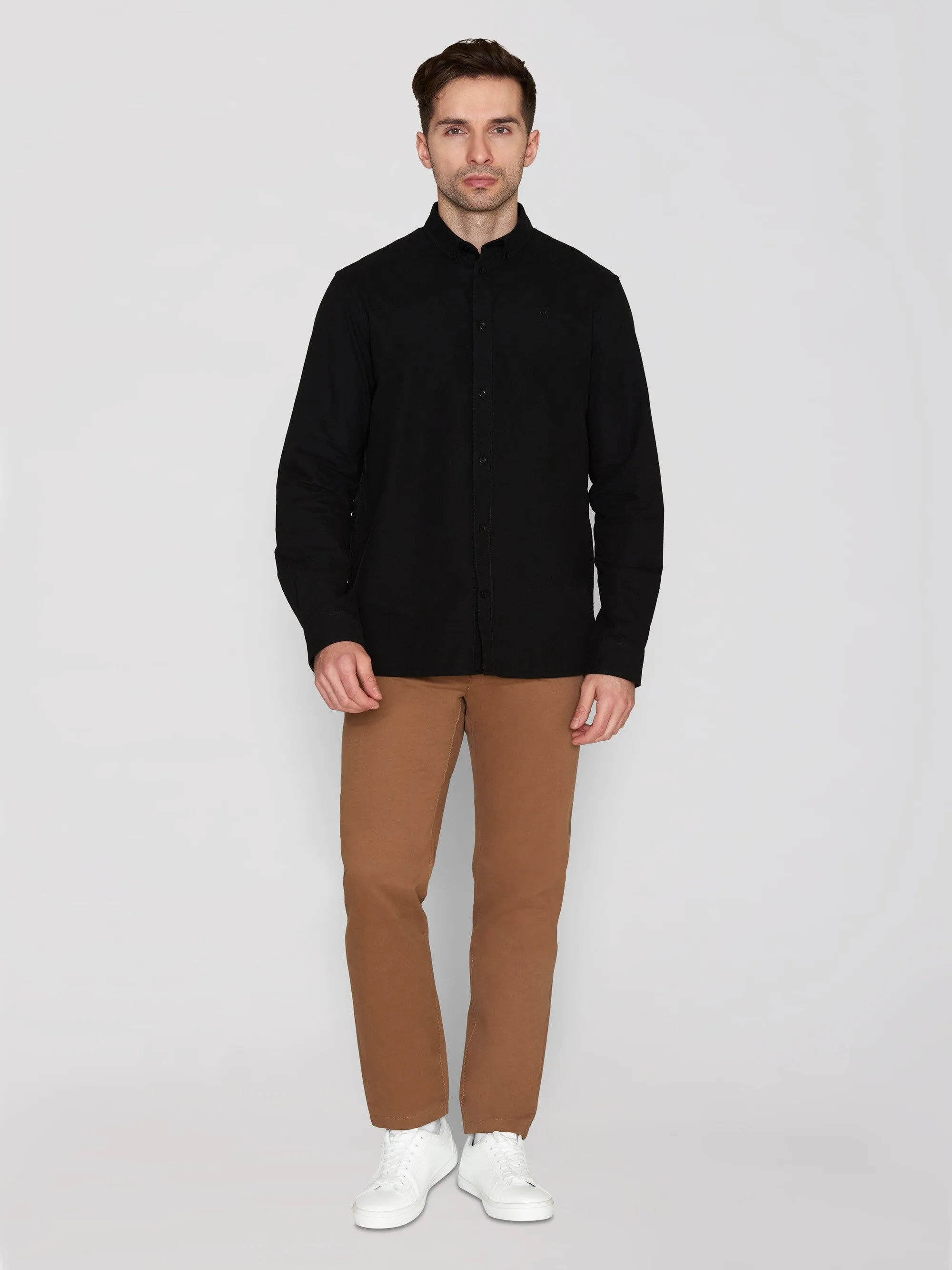 Harald Small Owl Oxford Regular Fit Shirt - GOTS/Vegan - Black Jet Knowledge Cotton