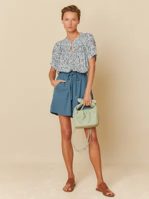 Indi & Cold Leaf Print Blouse in Indigo