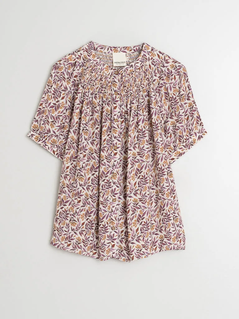 Indi & Cold Leaf Print Blouse in Violeta
