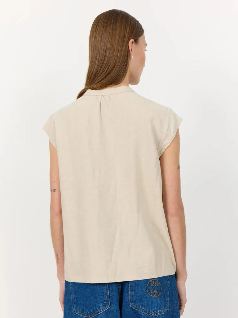 Levete Room Naja Linen Top in Island Fossil