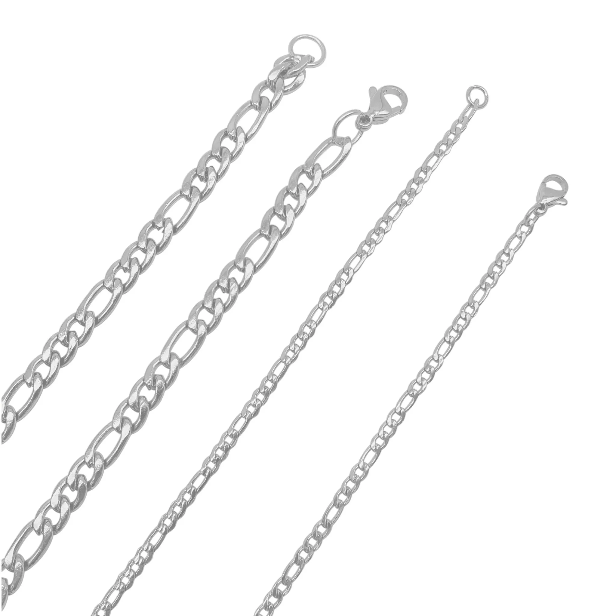Men's Water Resistant Figaro Chain Set silver