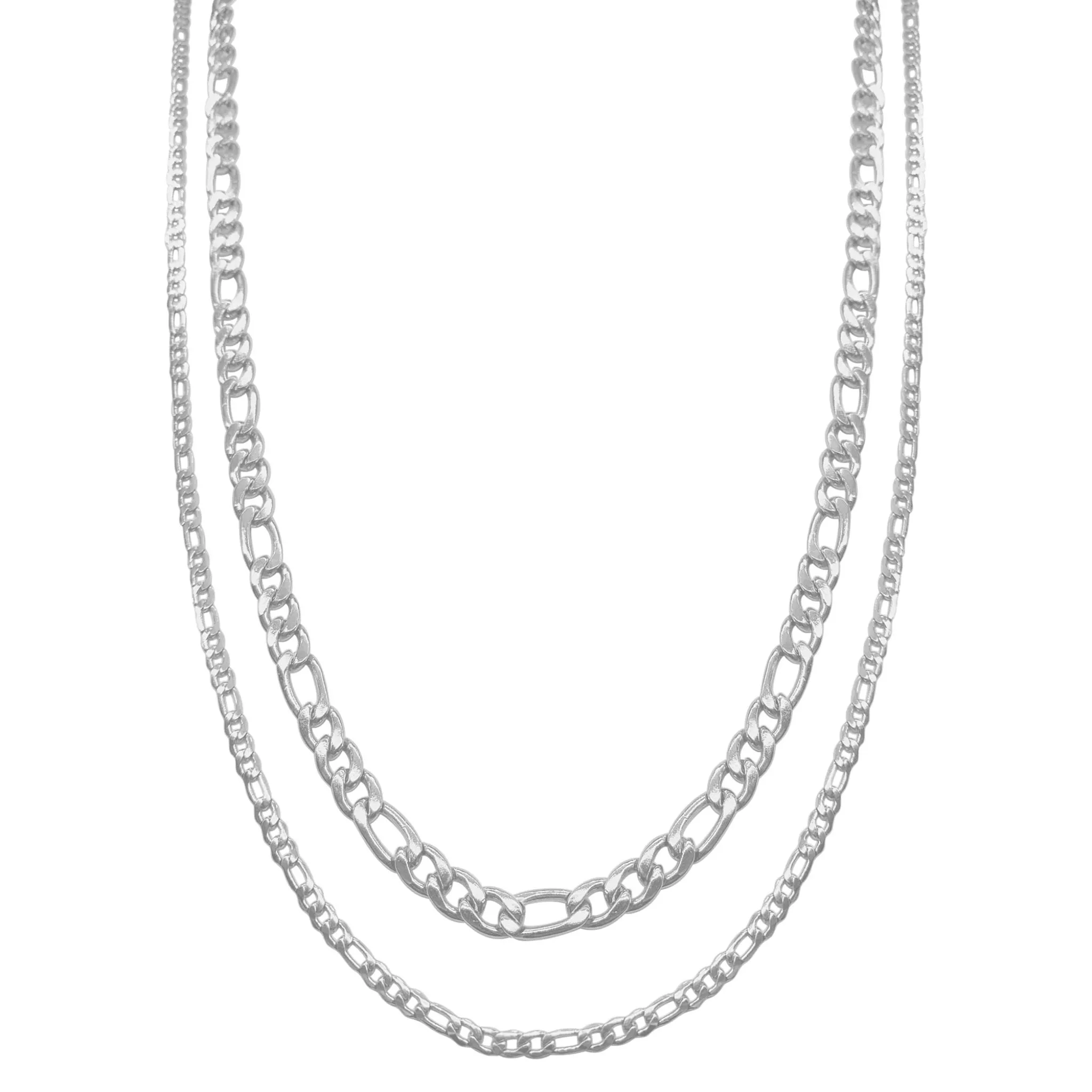 Men's Water Resistant Figaro Chain Set silver