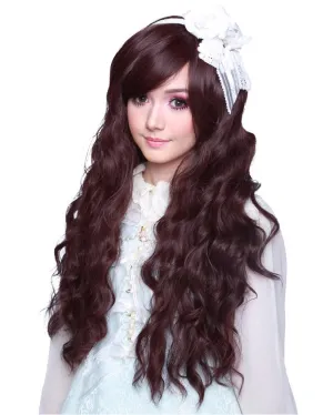Mermaid Premium Long Curly Burgundy and Black Wig