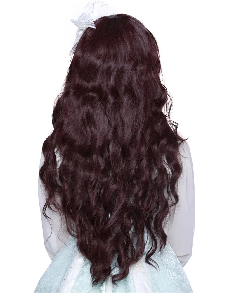 Mermaid Premium Long Curly Burgundy and Black Wig