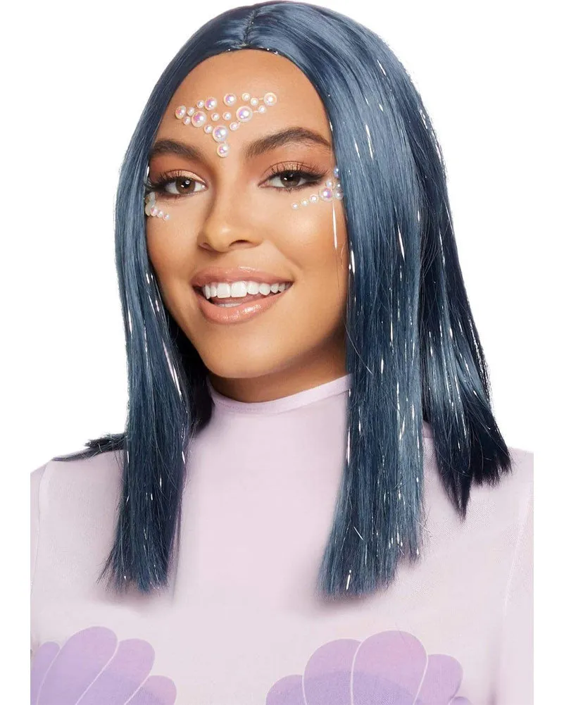 Midnight Blue Short Tinsel Wig