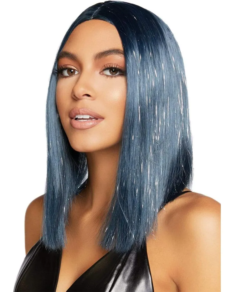 Midnight Blue Short Tinsel Wig