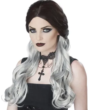 Morbid Mistress Long Black and Grey Wig