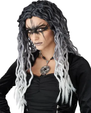 Ombre Black and Grey Crinkle Dreads Wig