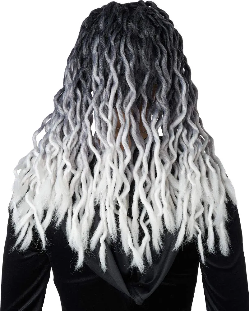 Ombre Black and Grey Crinkle Dreads Wig