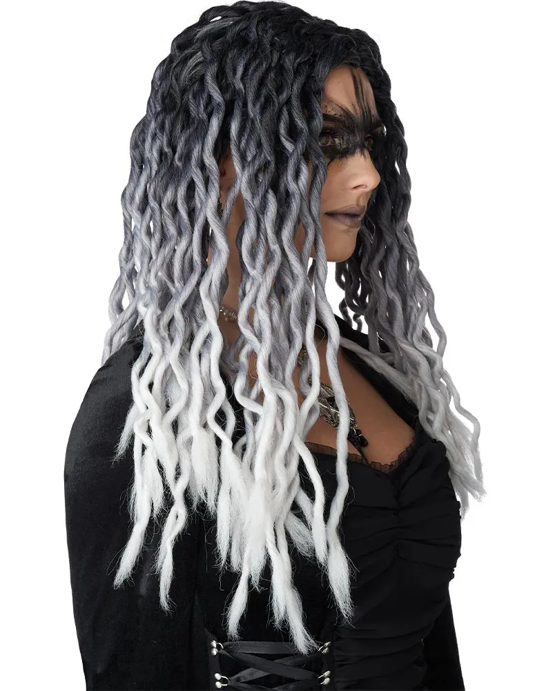 Ombre Black and Grey Crinkle Dreads Wig
