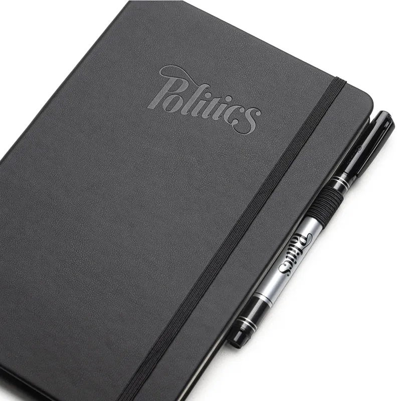 Politics Leather Notebook - Black