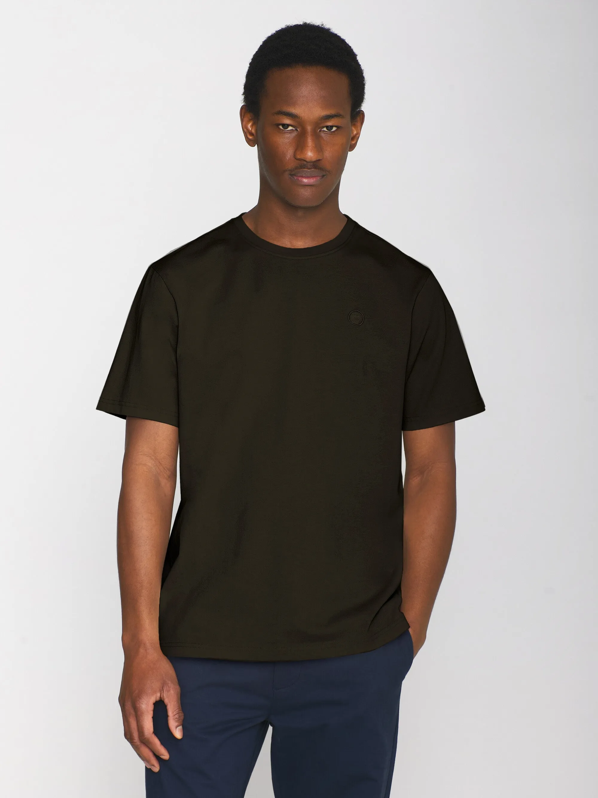 Regular fit Badge t-shirt - Green melange Knowledge Cotton