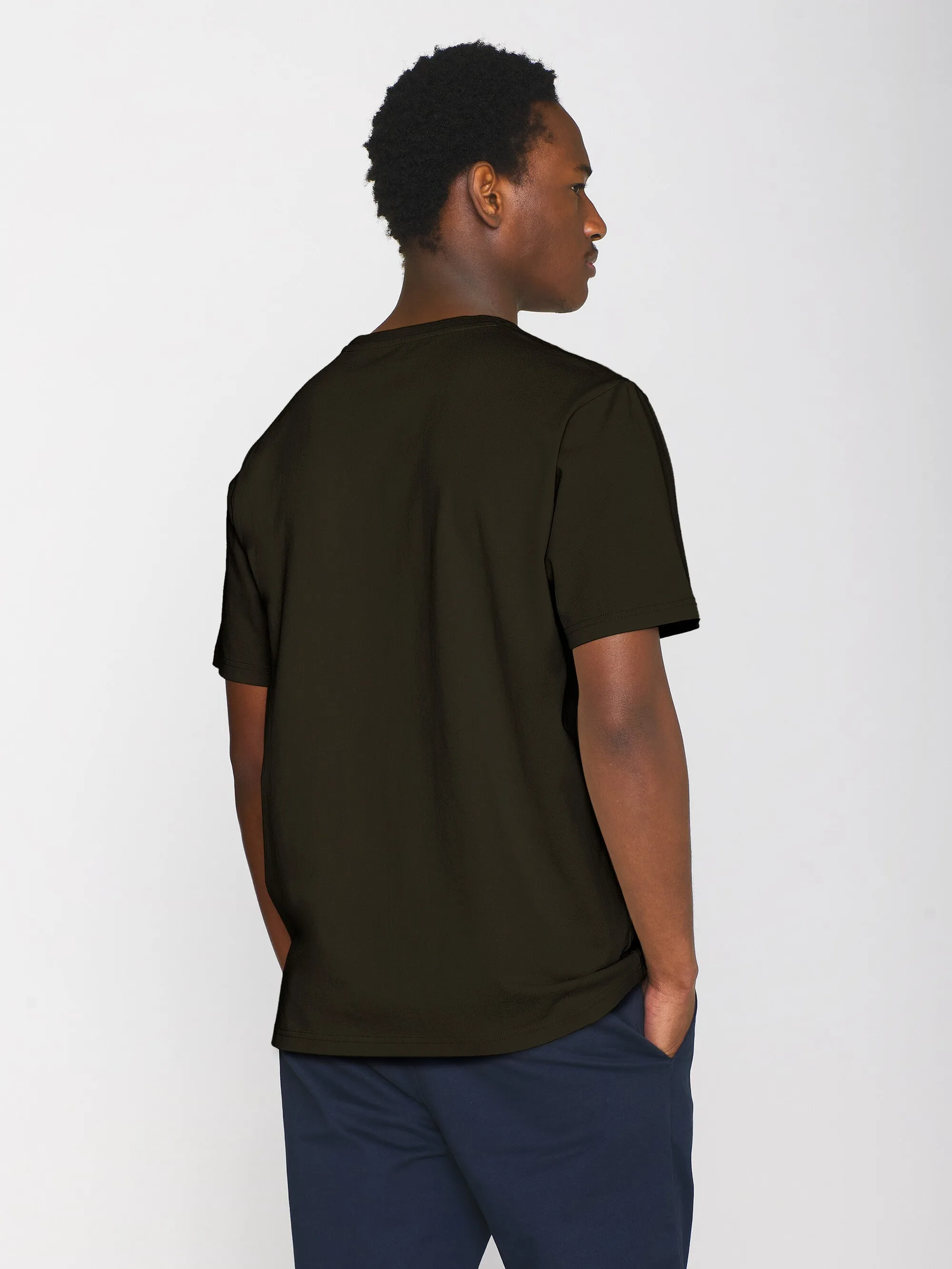 Regular fit Badge t-shirt - Green melange Knowledge Cotton