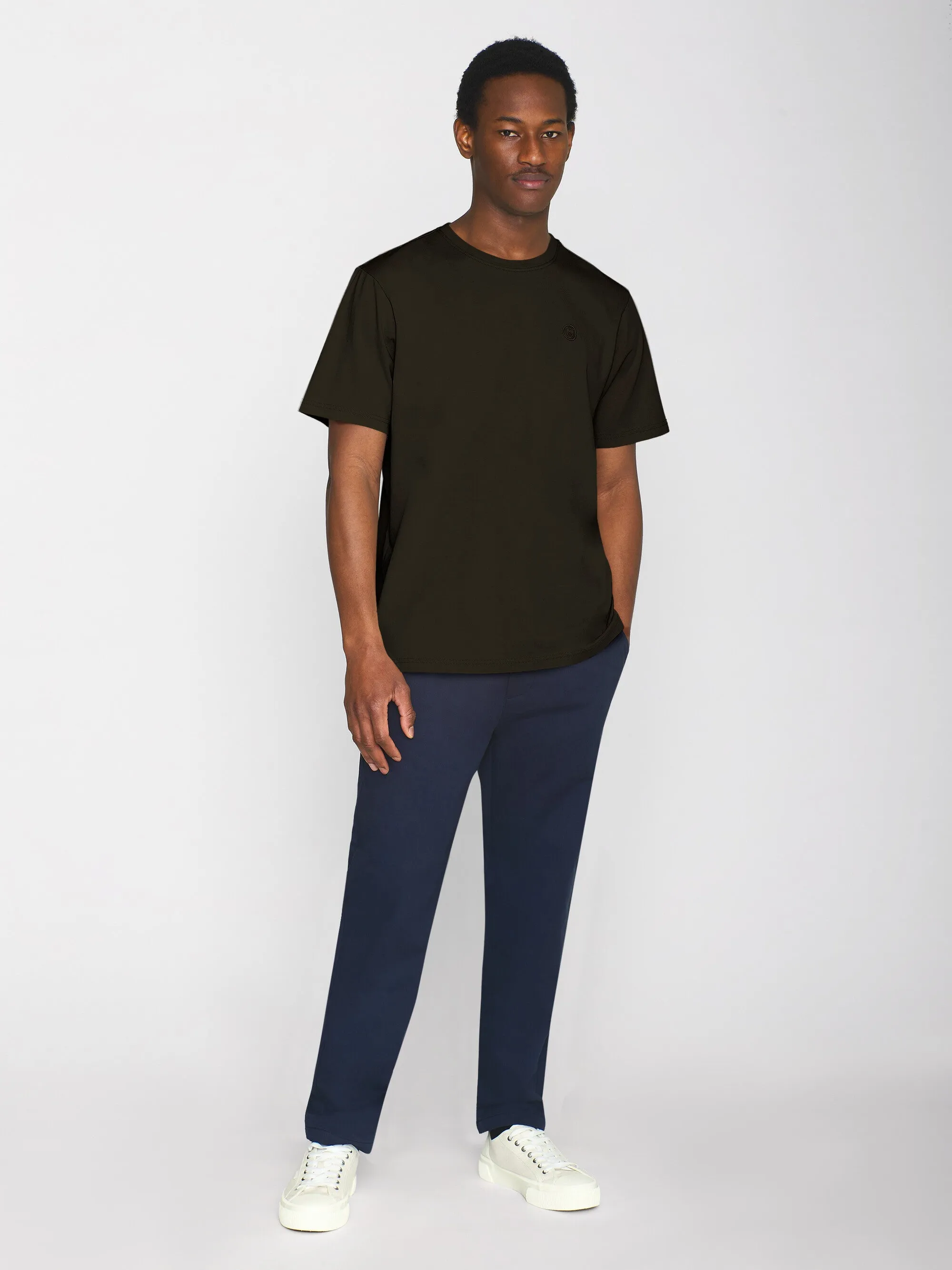 Regular fit Badge t-shirt - Green melange Knowledge Cotton