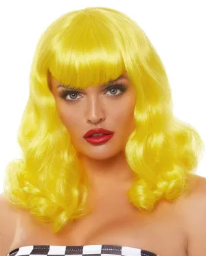 Retro Bangs Short Curly Yellow Wig