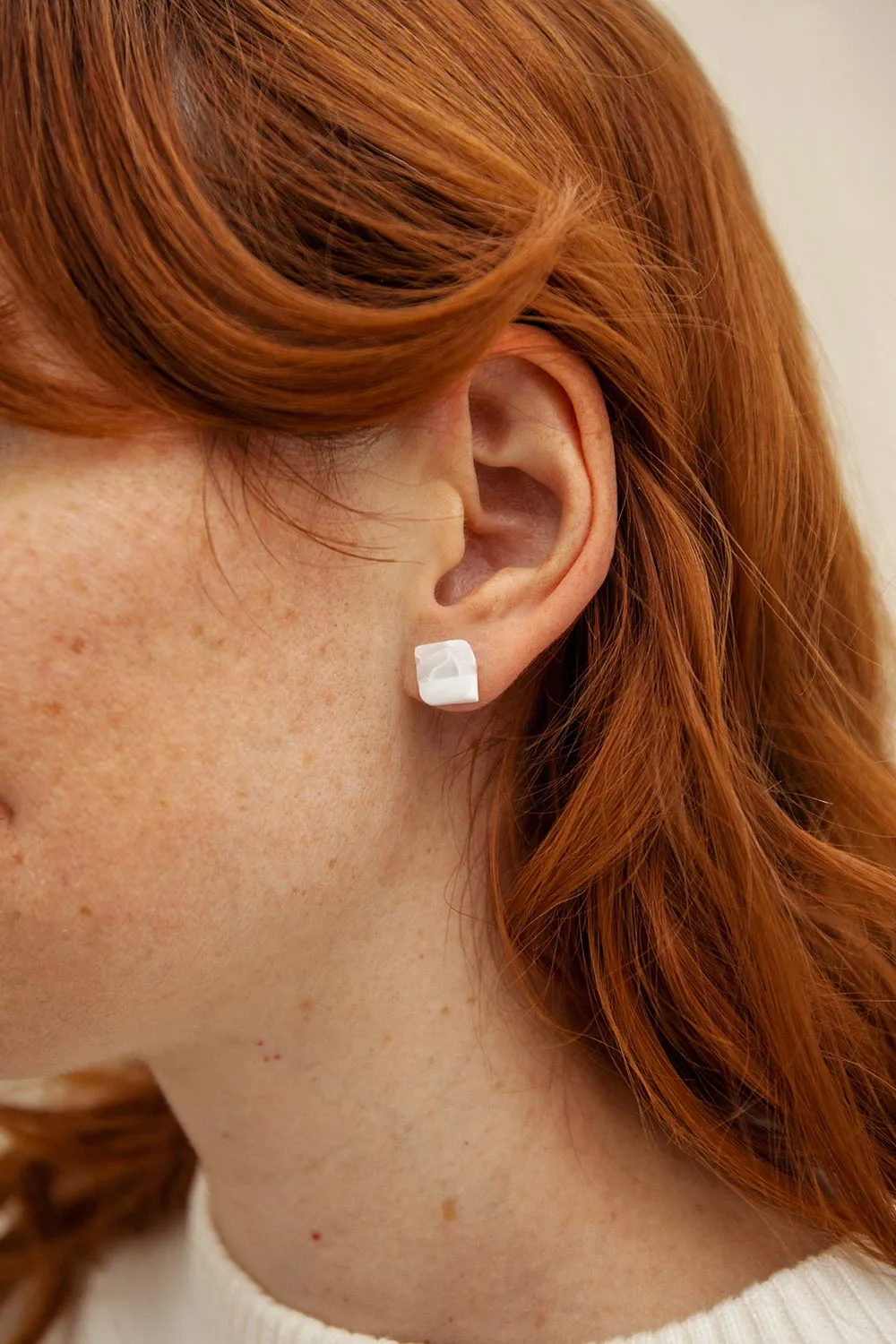 Riven White | Square Stud Earrings