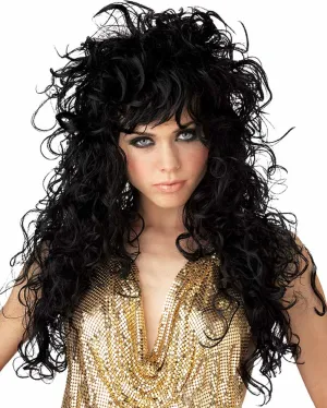 Seduction Long Curly Black Wig