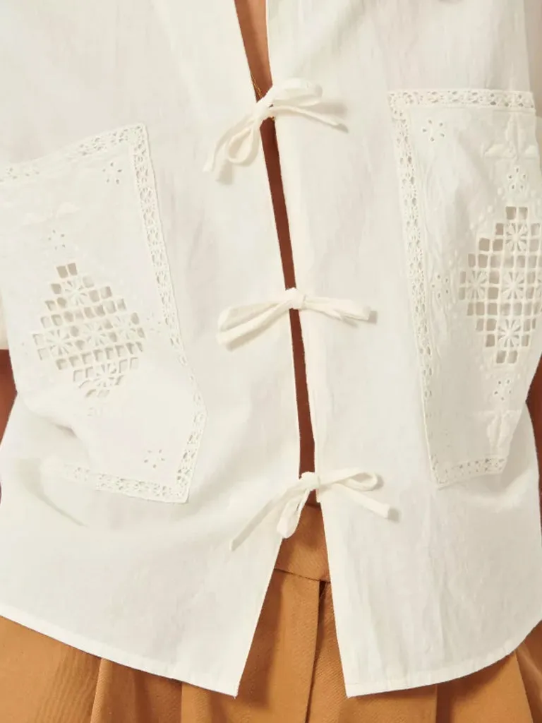 Sessun Dellani Tie Front Shirt in Guérande